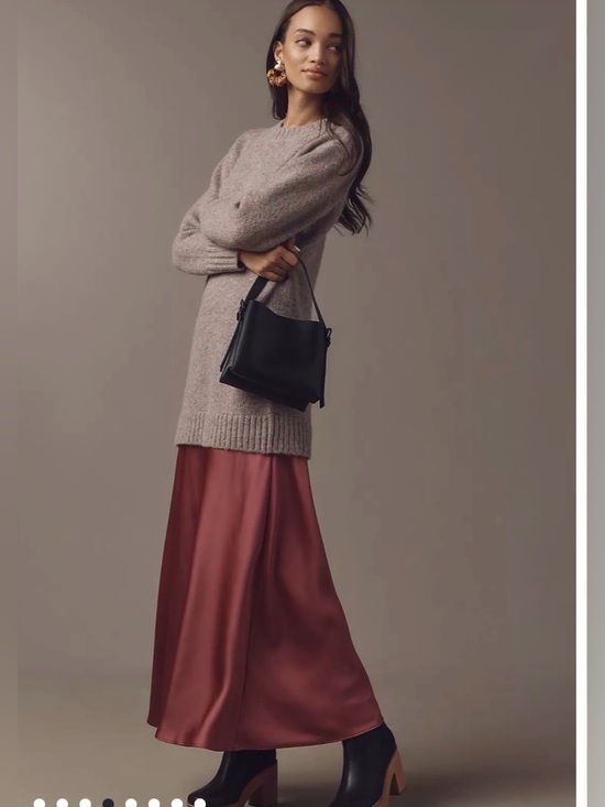Anthropologie Dresses & Skirts - Anthropologie Twofer Sweater Slip Midi Dress Long Sleeve Pink Burgundy Small NWT